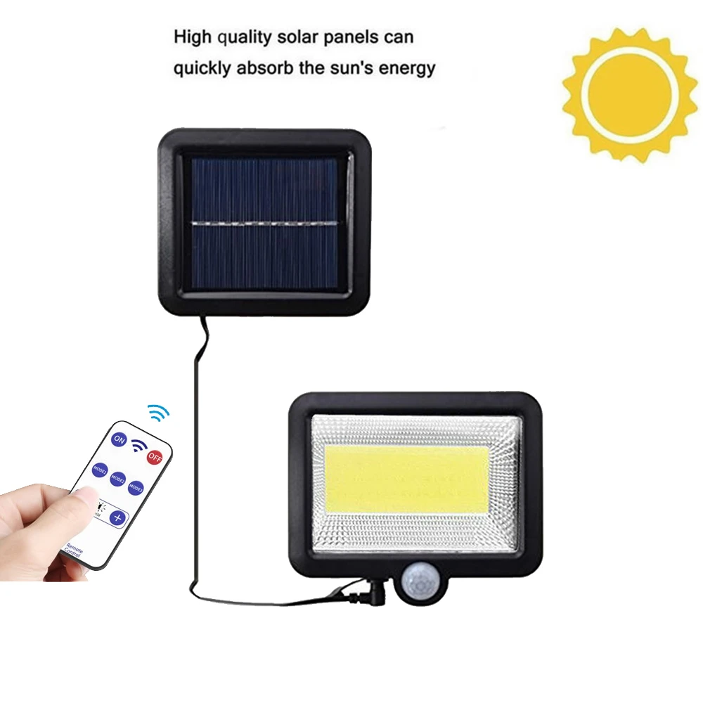

100 LED solar Light PIR Motion Sensor Wall Lamp Energy-saving Waterproof Outdoor Garden Floodlights Spotlights seperable 5M cabl