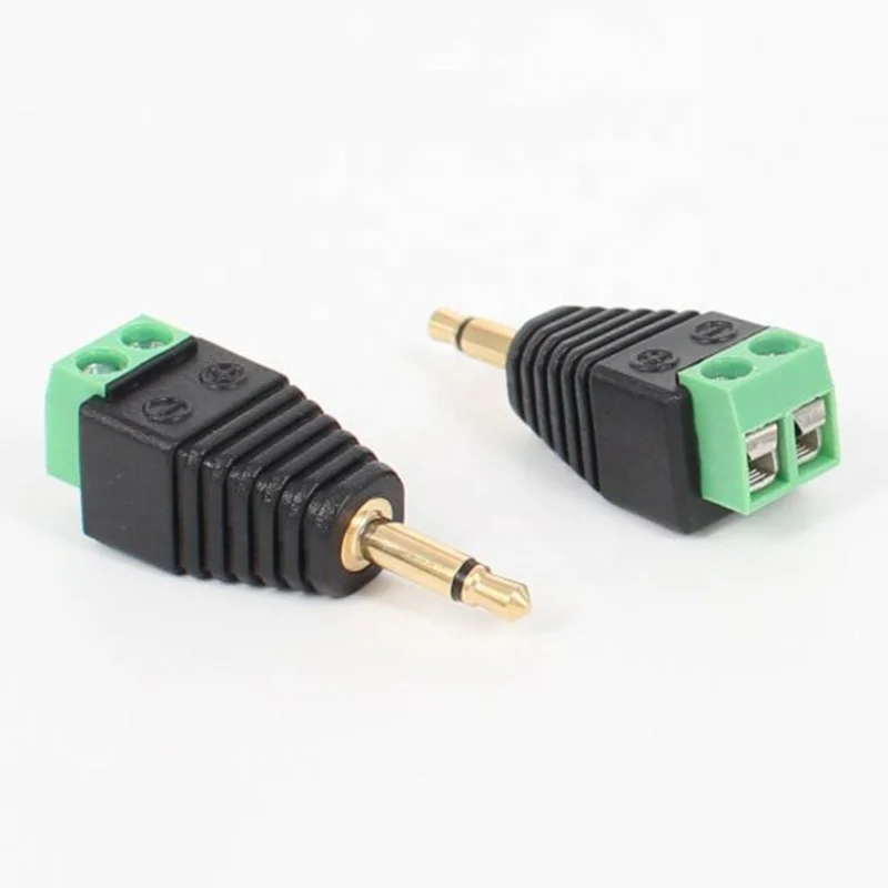100pcs 3.5mm Aux mono TS Jack Male to 2pin solderless screw terminal block connector adapter