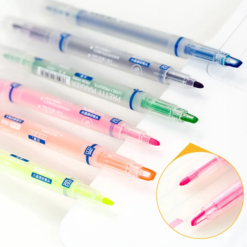 

6 pcs Dual-side Pretty highlighter Fluorecent marker pen Spot liner Stationery office School supplies Material escolar FB857