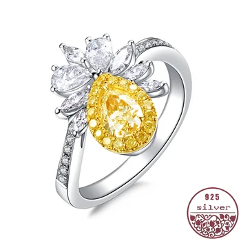 

Luxury carat Yellow gem with zircon rings Princess pear-shaped flowers Morgan Stone jewelry for foreign trade