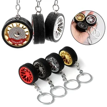 Горячая креативная круглая модель колеса автомобиля брелок с шиной с тормозными дисками резиновый металлический обод брелок для авто ключ Декор модификация