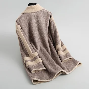 

Warm Luxury Thicken New Winter 100% Real Wool Fur Coat Plus Size Female Fashion Casual Double Breasted Long Fur Jackets Women