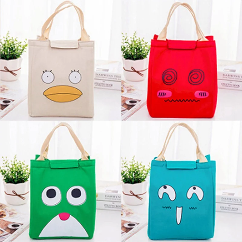 Cartoon Portable Large-capacity Expression Ice Pack Waterproof Lunch Bag Food Picnic Lunch Bags Warm Cooler Keeper