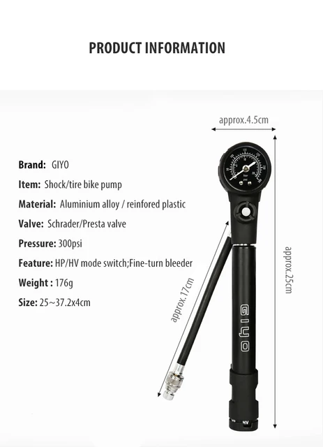 Pompa Aria Per Ammortizzatori Bici | 300 PSI | Per Forcella E Ammortizzatore Posteriore | Mountain Bike E Strada - Foto 12