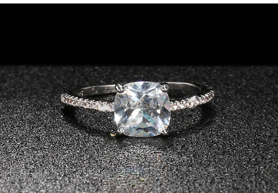 Bague Ringen, классика, серебро 925, ювелирные изделия для женщин, обручальные кольца, квадратные драгоценные камни, геометрические, AAA, циркон, принцесса, свадебный подарок