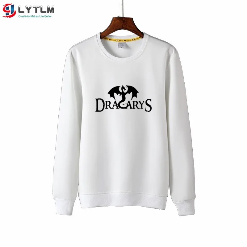 WY6119 White LYTLM/Одежда для мальчиков футболка Dracarys детский пуловер с длинными рукавами и принтом животных топы, футболка с короткими рукавами для девочек с изображением дракона и королевы - Цвет: WY6119 White