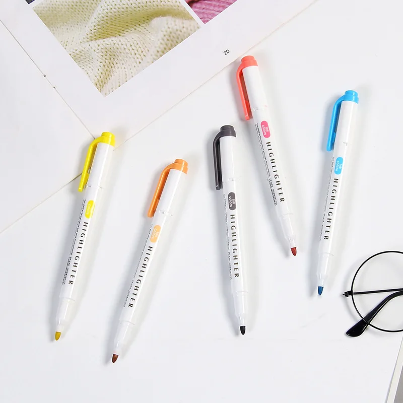 10/15/20/25 Colors Double Headed Fluorescent Pen Creative Highlighters Art Marker Pens School Supplies Cute Kawaii Stationery