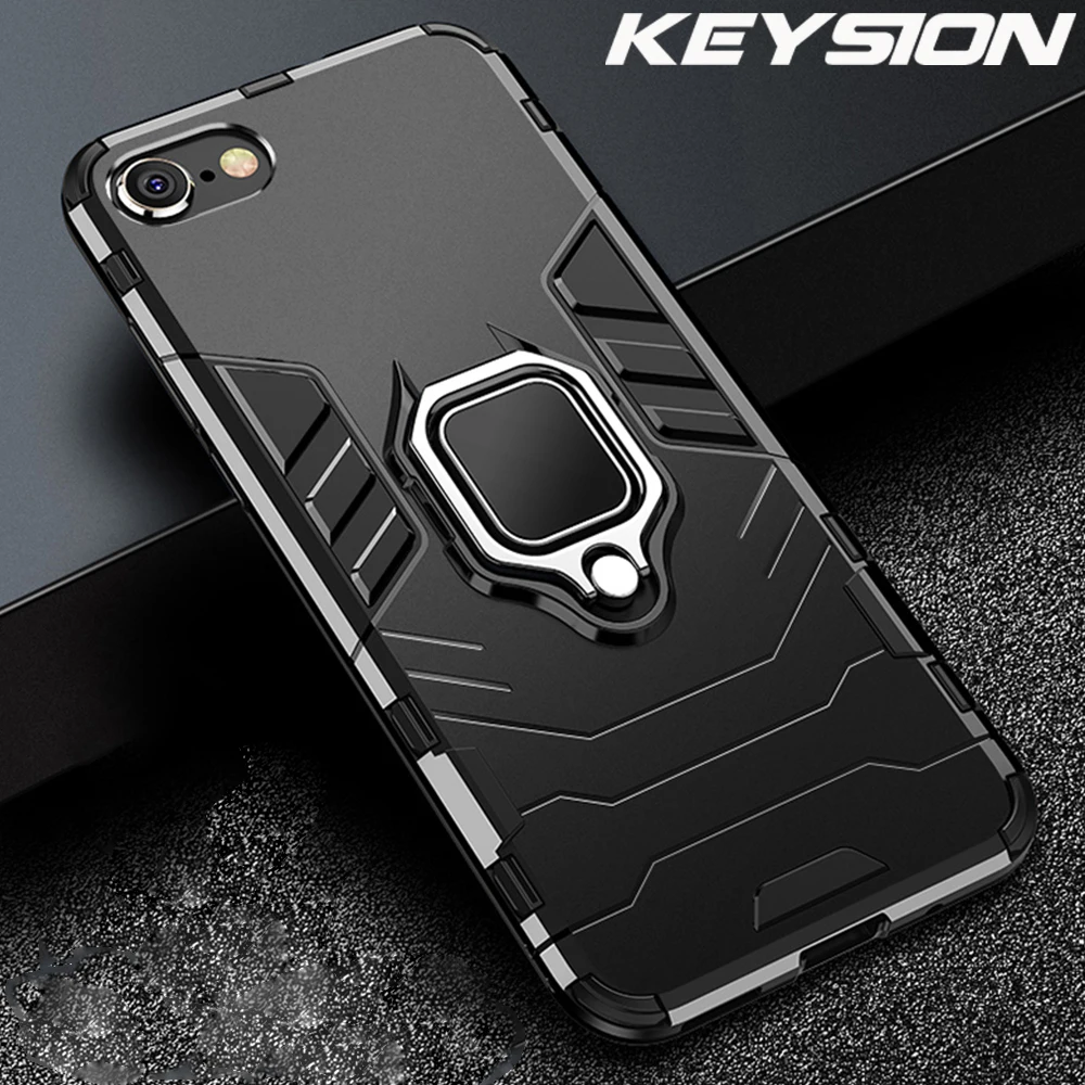 KEYSION Shockproof Armor Case For iPhone SE 2020 New SE 2 Ring Phone Back Cover for Apple iPhone11 Pro Max XS XR X 8 7 6 6S Plus 1