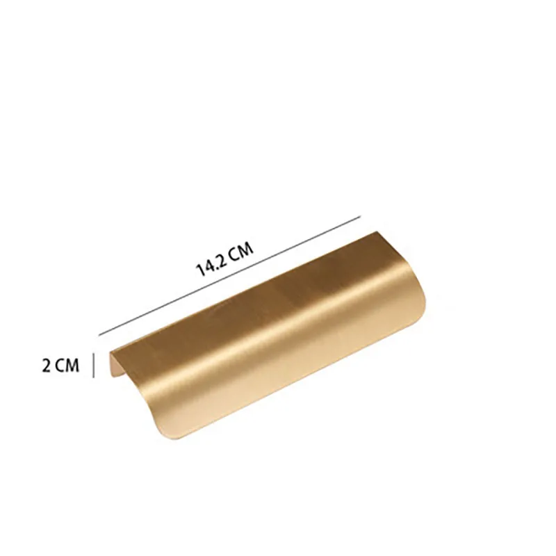 4pcs/lot Brass Drawer Handle Cabinet Knobs U Pulls Furniture Handles and Knobs Invisible type Handle Furniture Hardware - Цвет: 14.2cm length