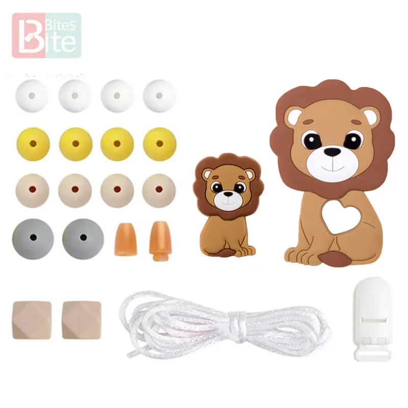 Brown Lion Кусачки 1 Набор DIY Детский силиконовый Прорезыватель для зубов бисер Прорезыватель грызунов кулон в виде ежа DIY ожерелье Младенцы зуб для детей продукт - Цвет: Brown Lion