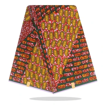 

Veritable High Quality Cotton Fabric 100%Soft Breathable Sewing Material Real Ankara Wax Prints Fabric 6 Yards/PCS HL13-49