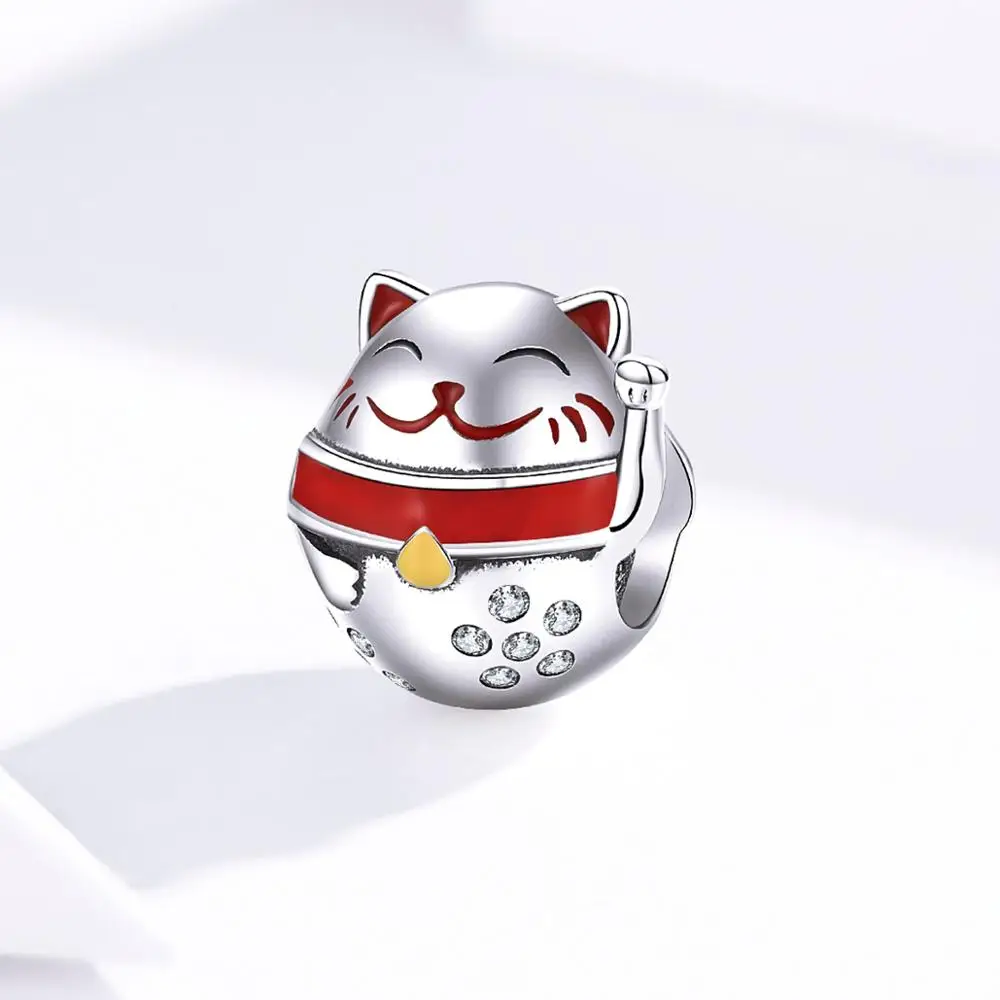 Geoki браслет Pandora, сделай сам, 925 пробы, серебряный, Luky Cat, голубое небо, Космический мешок, тыква, карета, бусины, любовь, сердце, помада, амулеты - Цвет: SCC1374