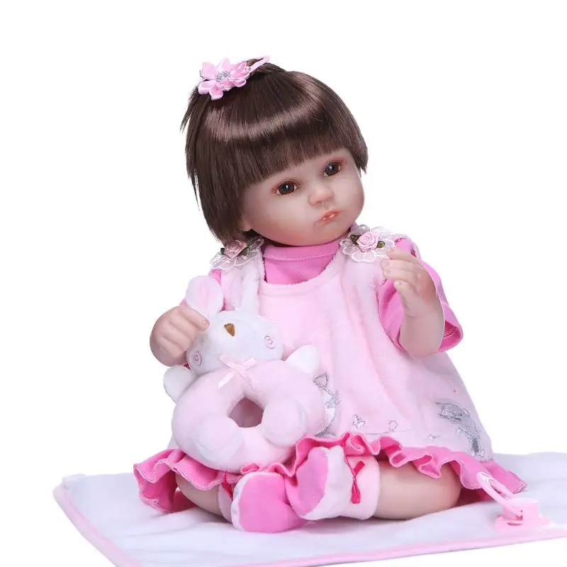 

16'' Cute Reborn Doll Realistic Silicone Vinyl Newborn Babies Toy Girl Princess Clothes Pacifier Lifelike Handmade Gifts 95AE