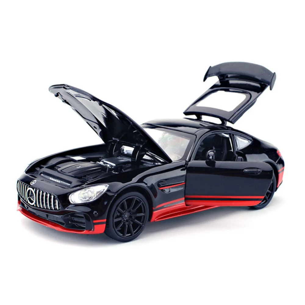 Модель Автомобиля AMG GT & R 1:32 из сплава, Тяговая конструкция со светильник, модели автомобилей, игрушки для детей
