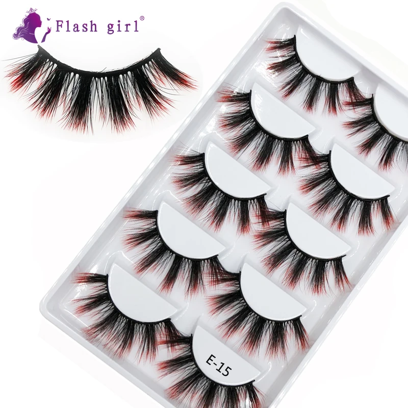 

Flash girl hot sale newest E15 5pairs colorful mink eyelashes 16 styles beautiful fluffy and thick eyelashes
