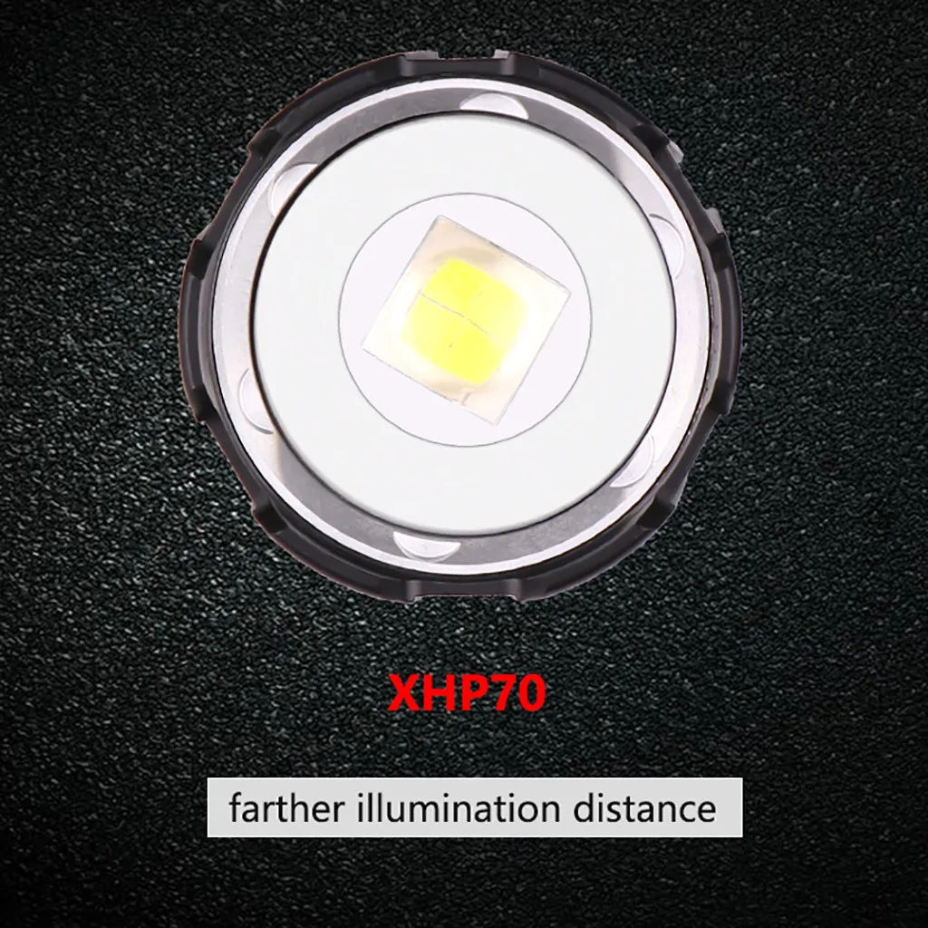 Мощный фонарик из алюминиевого сплава XHP70 мощный светодиодный фонарик usb зарядка с зарядным дисплеем#3
