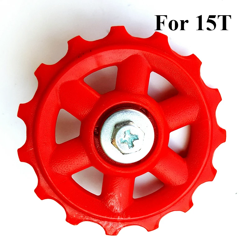 15T red 1 шт. велосипед задний переключатель Плоский Режущий диск для 6/7/8S MTB дорожный велосипед 10 T/13 T/15 T Велоспорт направляющий шкив роликового подшипника аксессуары для верховой езды - Color: 15T red
