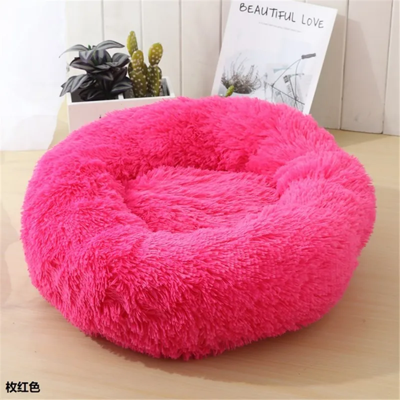 Rose Red Длинная плюшевая кровать для кошки, супер мягкая пушистая удобная кровать для питомца, питомник, подушка для щенка, коврики, Нескользящие товары для дома с котенком - Цвет: Rose Red