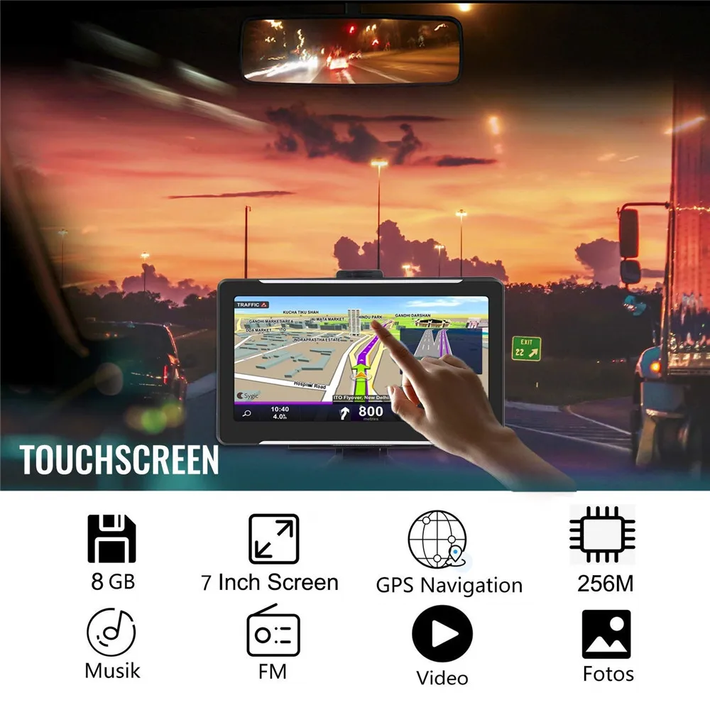 Новейший водонепроницаемый GPS навигатор T600 Sat Nav 256 м ОЗУ 8 Гб ПЗУ 7 &quotLCD HD