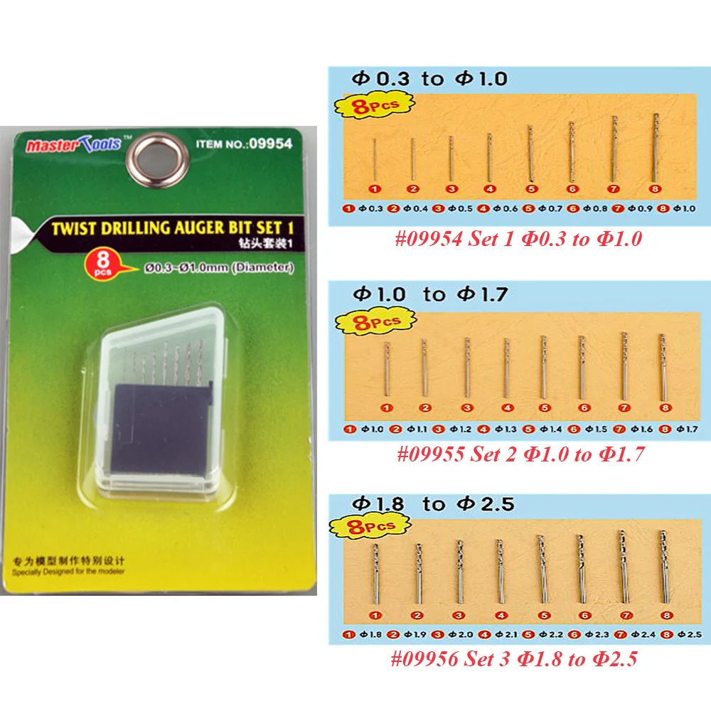 

Набор сверлильных бит Trumpeter Master Tools 09954 09955 09956, 8 шт./компл.