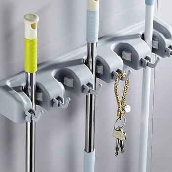 

Kitchen Wall Mounted Mop Rack Brush Broom Holder Hanger Organizer Storage Tool for Home DIN889