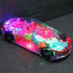 Детская прозрачная игрушечная машинка с подсветкой, музыкальная универсальная игрушка для трансформации колес, имитационная модель