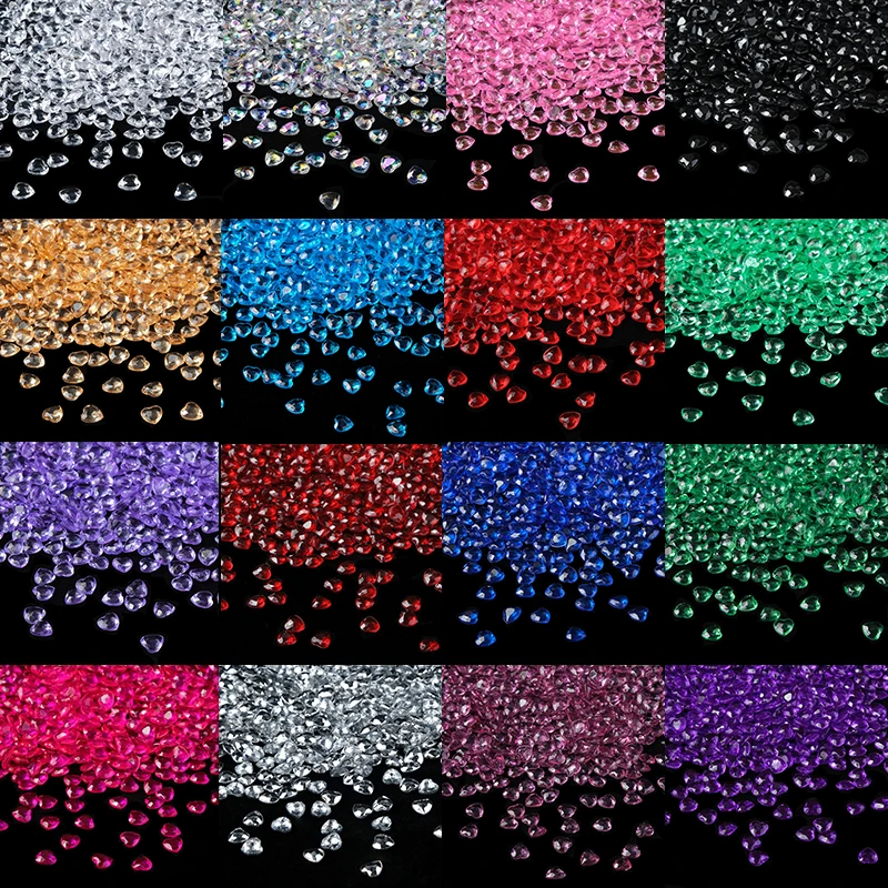 1000 pcs / lot 16 Colors 8mm High Quality Acrylic Crystal Tip Heart