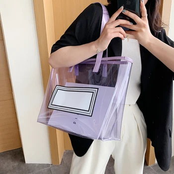 

Transparent bag 2020 new wild Women Shoulder bag Elegant Cute handbag female Big Capacity Totes Bag Ins Chic Shopping Beach Bag