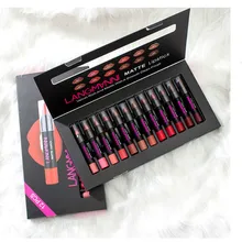 12 шт./компл. кисточка, которая помогает равномерно наносить блеск комплект матовые губные помады Водонепроницаемый бархат средства ухода за губами палки, красного, бежевого цвета для перманентного макияжа, Длительное Действие