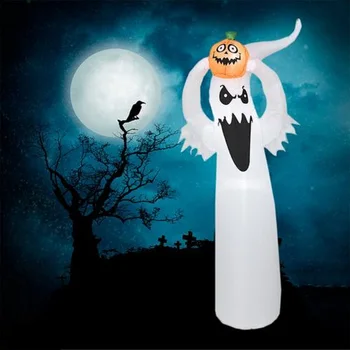 

2020 Inflatable White Ghost Spooky Lighted Ghost Doll With Lifting Pumpkin Yard Lawn Prop Decoration For Indoor Outdoor #4o