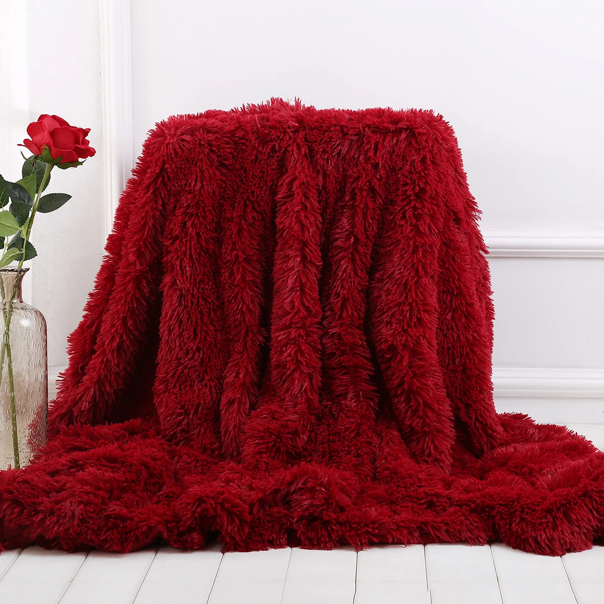 Мягкое фланелевое одеяло однотонное теплое длинное мохнатое пушистое одеяло меховой плед для дивана домашний декор для постельных принадлежностей зимнее одеяло обновление D30