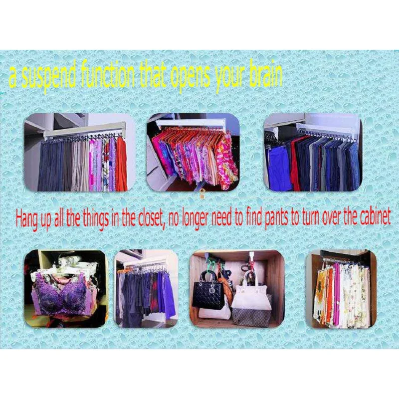 Hot Pull-Out Closet Valet Rod Adjustable Wardrobe Clothing Rail Top Mount Wardrobe Hanger Rack Bar Ball Bearing Slide Heavy Duty