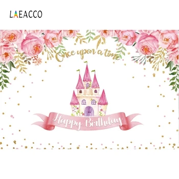 

Laeacco Birthday Backdrops For Photography Flowers Leaves Photo Backgrounds Castle Dots Photophone For Baby Newborn Photocall