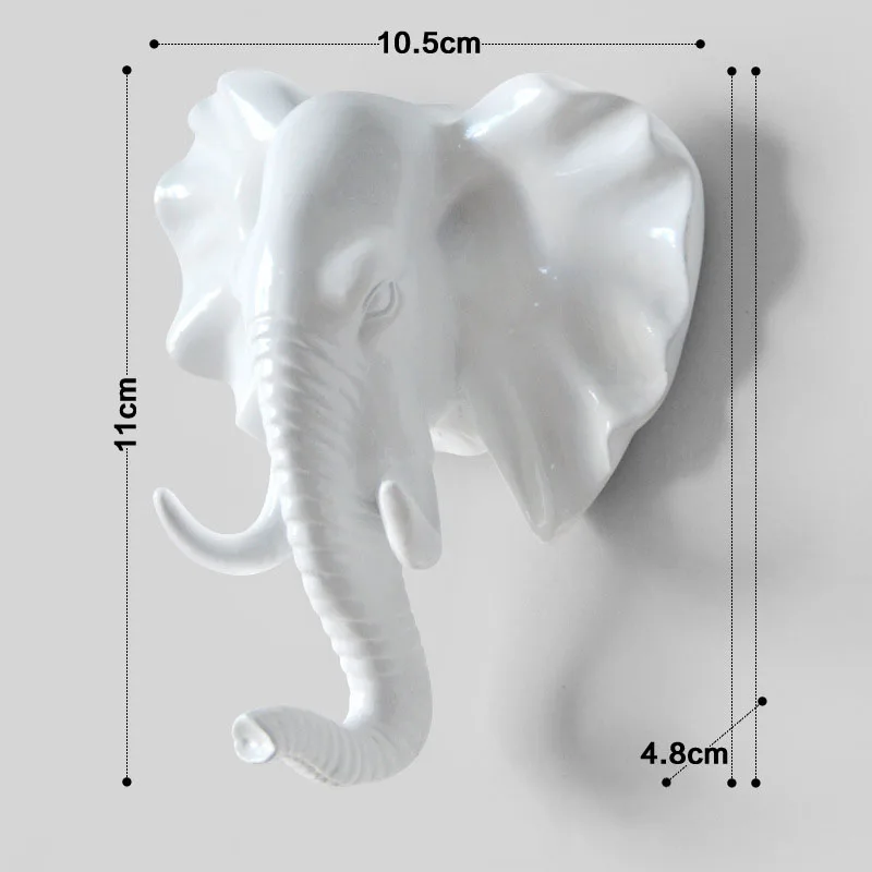 Elephant - white Настенный крючок для одежды с изображением животных, держатель для одежды в виде головы оленя, ключница для ключей, вешалка для ключей, золотой жираф, минималистичный домашний декор, вешалка для пальто - Цвет: Elephant - white
