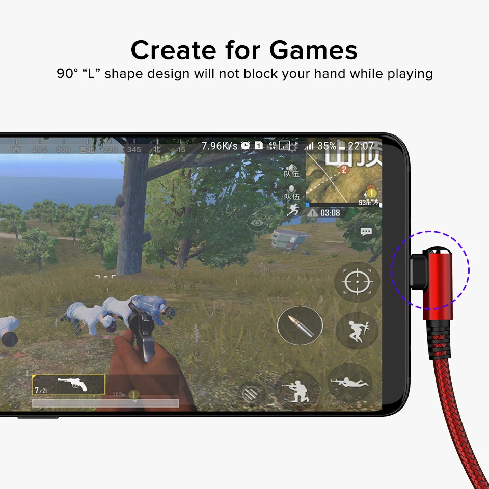 Кабель Venroii 90 градусов USB Type C для быстрой зарядки игровой шнур Qucik зарядный кабель