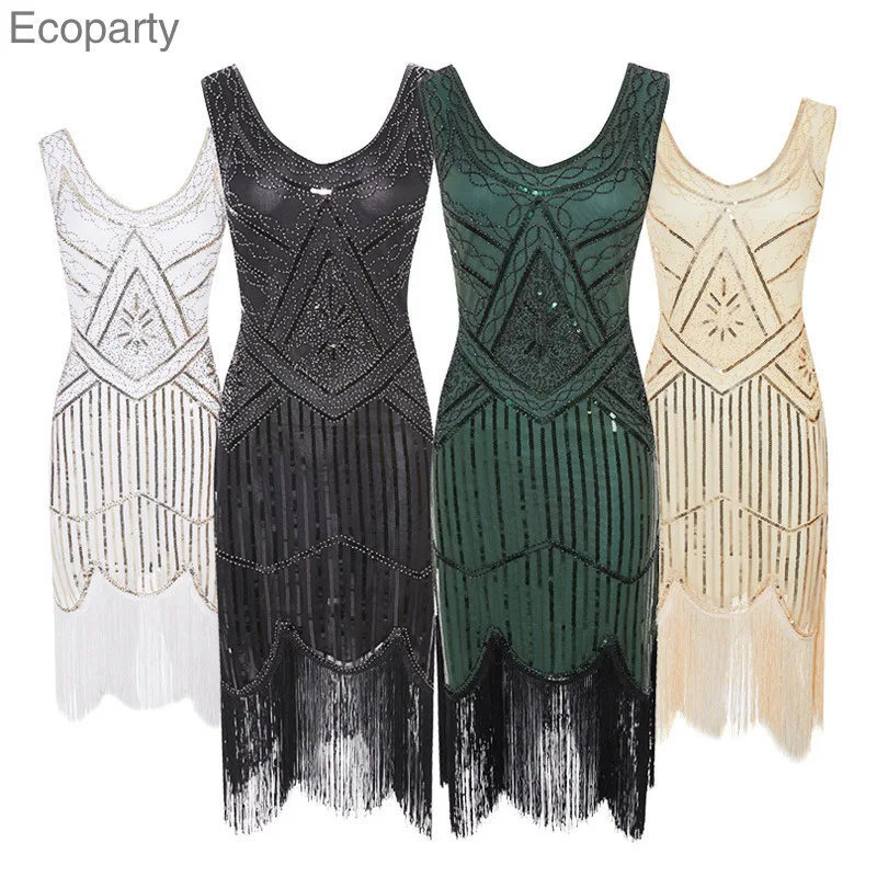 

Women's 1920s Flapper Charleston Dresses Sequin Beaded Fringed Great Gatsby Dress Robe Vestidos Party Costumes Maxi Size 4XL