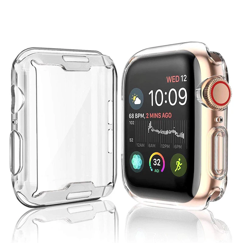 

Case for Apple Watch Series 5/4/3/2/1 Screen Protector 38mm 40mm 42mm 44mm Overall Protective Case TPU Clear Ultra-Thin Cover