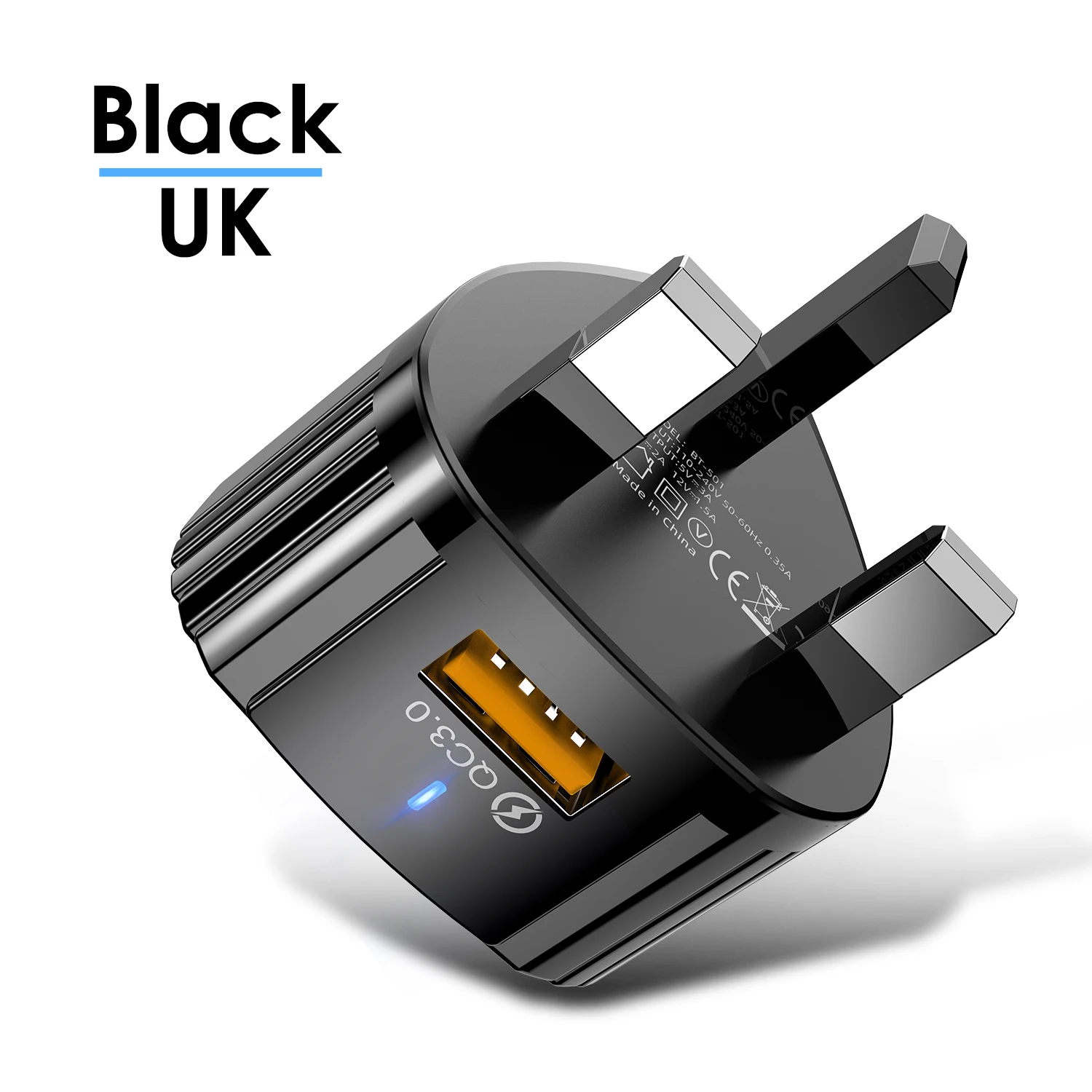 Lovebay quick charge 3.0A USB зарядное устройство для мобильного телефона 18 Вт Быстрая зарядка ЕС вилка Мобильный телефон настенное зарядное устройство адаптер для iphone - Тип штекера: UK.Black