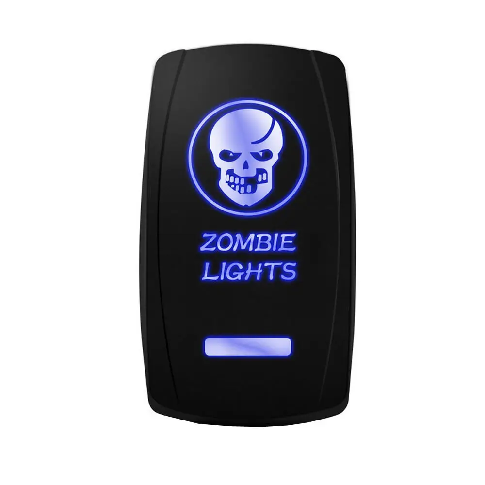 

12-24V Car ZOMBIE LIGHTS 12V 20A Toggle Rocker Switch Blue LED Light 5Pin ON OFF