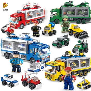 

6 IN 1 Car Engineering Truck Robot Models Educational Building Blocks Toys For Kids DIY Birthday Present Panlos Small Bricks