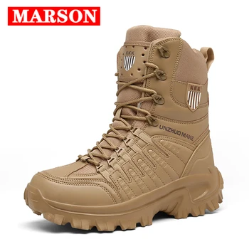 

2020 New Men High Quality Brand Military Leather Boots Special Force Tactical Desert Combat Male Boots Outdoor Shoes Ankle Boots