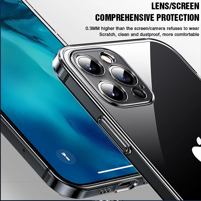 Lens Full Protection Phone Case For iPhone 11 12 Pro Max XR Clear Silicone Case For iPhone X Xs Max 7 8 Plus 12 Mini Back Cover