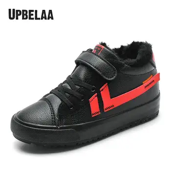 

New Winter Kids Shoes Boys Sneakers Girls Snow Boots Leather Waterproof Plush Warm Children Boots Rubber Student Casual Shoes