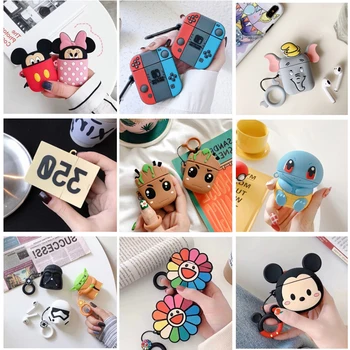 

3D Cute Earphone Case for Airpods 2 Case Anime Baby Silicone Duck Headphone Protector Cover for Apple Airpods 1 For Earpods Case