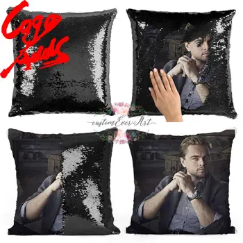 

Leonardo DiCaprio sequin pillow | sequin Pillowcase | Two color pillow | gift for her | gift for him | pillow | magic pillow