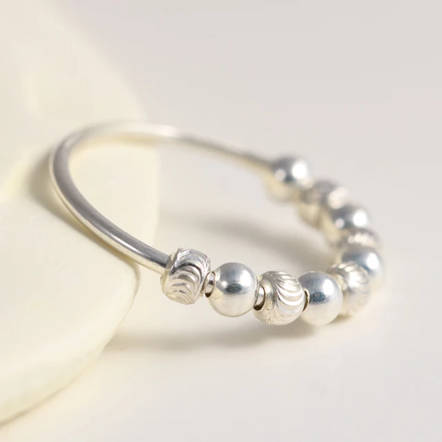 925 Sterling Silver Fidget Beads Ring For Women Men Rotate Freely Anti Stress Anxiety Ring INS Simple Style Lady Fashion Jewelry type 3