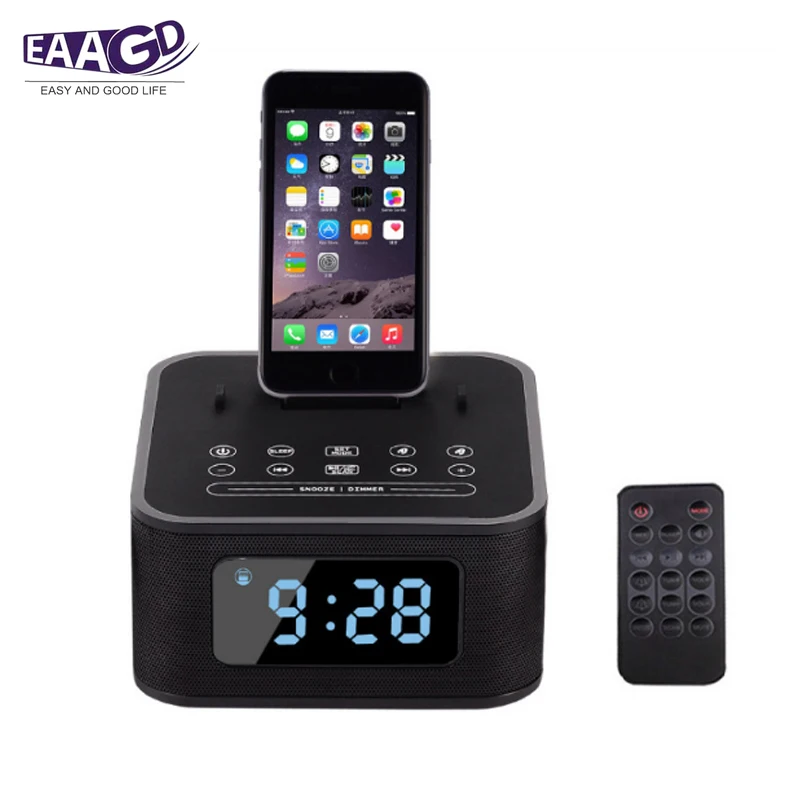 MFI Сертификация LED Будильник с fm радио Bluetooth динамик USB зарядка AUX вход для