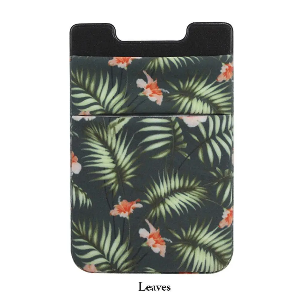 Leaves Наклейка из лайкры, Карманный держатель для телефона, задняя крышка, держатель для кредитных карт, чехол для сотового телефона, коробка для хранения наушников - Цвет: Leaves