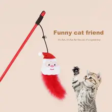 

Lightweight Teaser Cat Toy Santa Claus Design Plush Ball Relieve Boredom Plastic Attractive Teaser Stick for Indoor