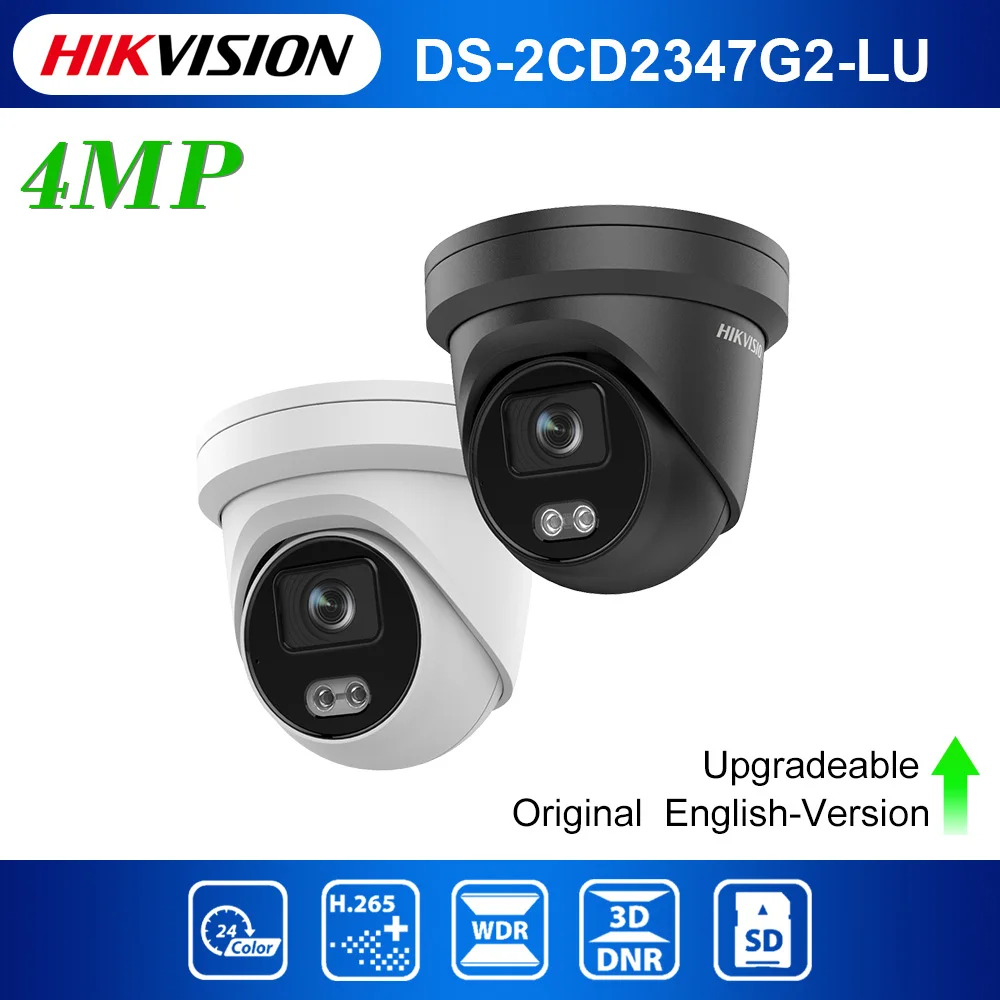 Built-in microphone 4MP DS-2CD2347G2-LU Better than DS-2CD2347G1-LU Hikvision ColorVu IP Camera POE Turret Full Color | Безопасность и
